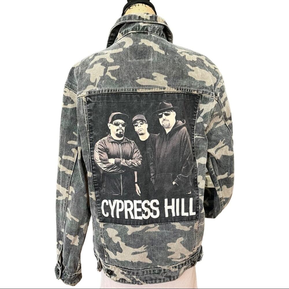 CYPRESS HILL denim jacket men's camo green & gray size MEDIUM - Picture 14 of 14